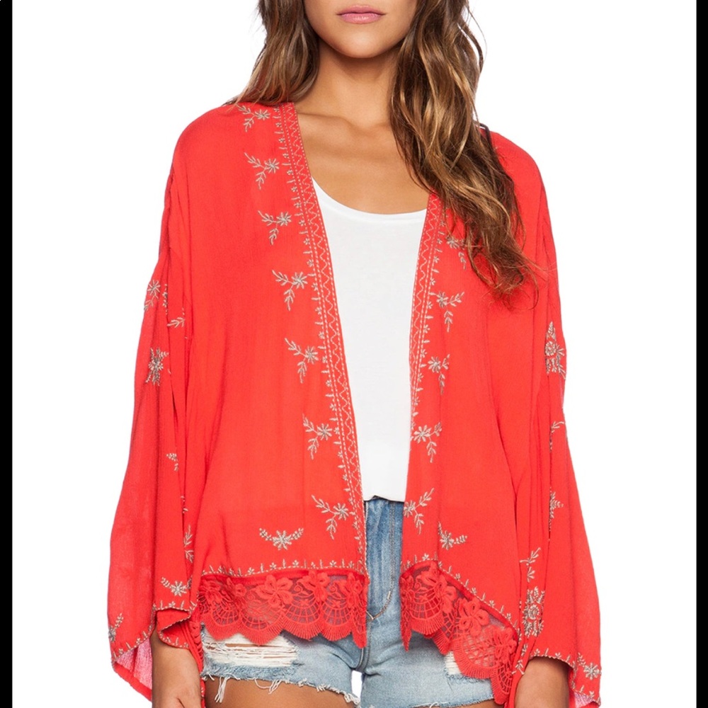 Free people red kimono